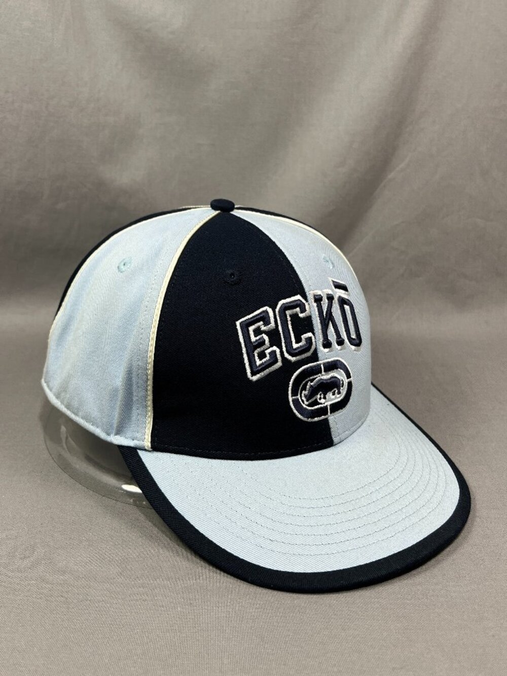 Vtg Ecko Unltd Pinwheel Fitted 7 3/4 Hat Blue Navy Streetwear Rhino Flag Tag Y2K